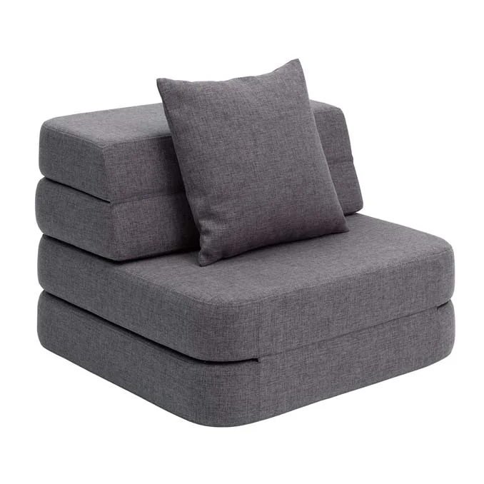 by KlipKlap 3 Fold sofa single soft, blågrå med grå knap