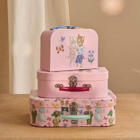 Rice Kartonkoffer 3er-Pack Nathalie Lété Druck, Rosa