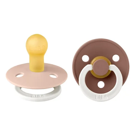 BIBS 2er-Pack runde Schnuller, Größe 1 - blush/woodchuck NIGHT