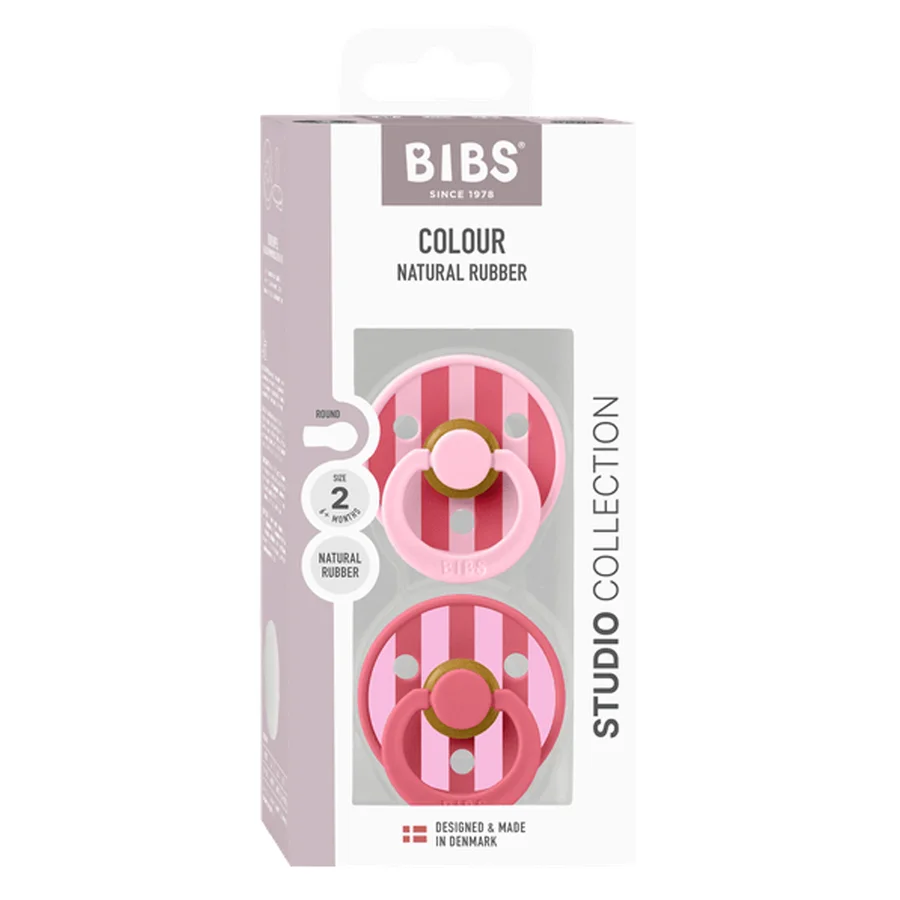 BIBS Studio Line 2er-Pack Schnuller, Größe 2 - baby pink/coral mix