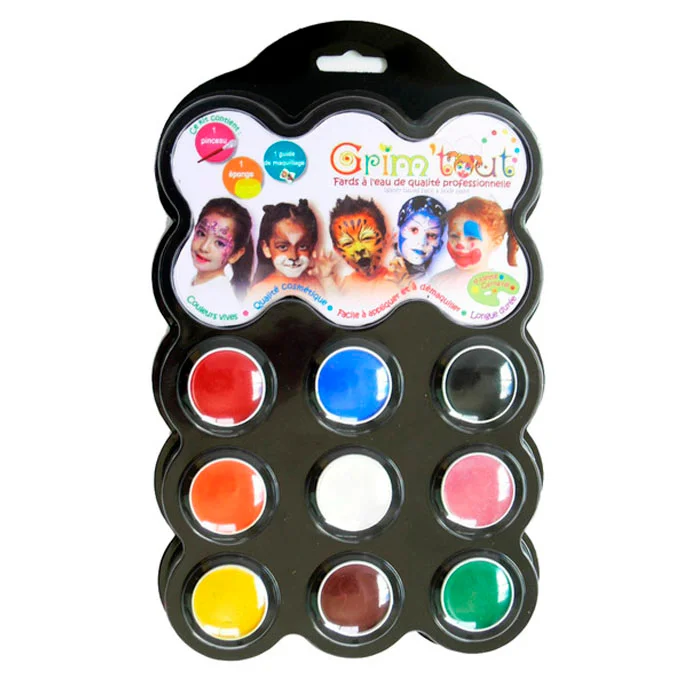 Grim Tout Palette mit Schminke, 9 Farben - Karneval
