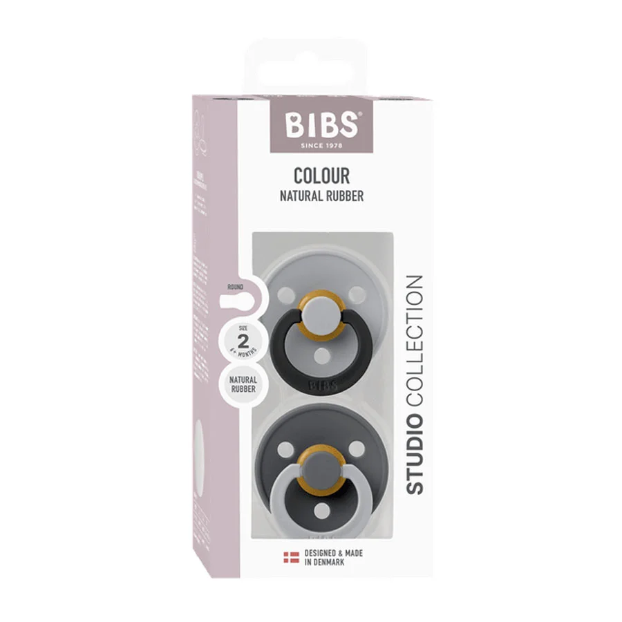 BIBS Colour Studio Fusion 2er-Pack Schnuller Größe 2, Cloud & Iron