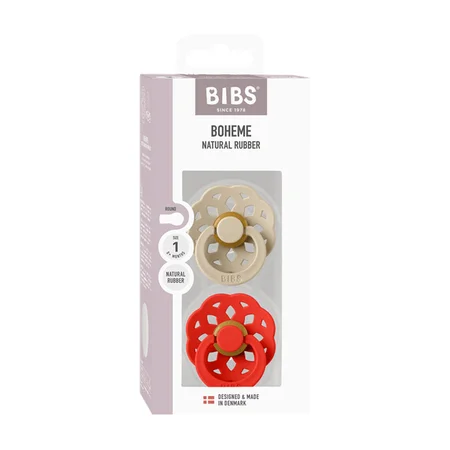 BIBS Boheme Colour Drop 2-pak Sut Str 1, Vanilla & Candy Apple
