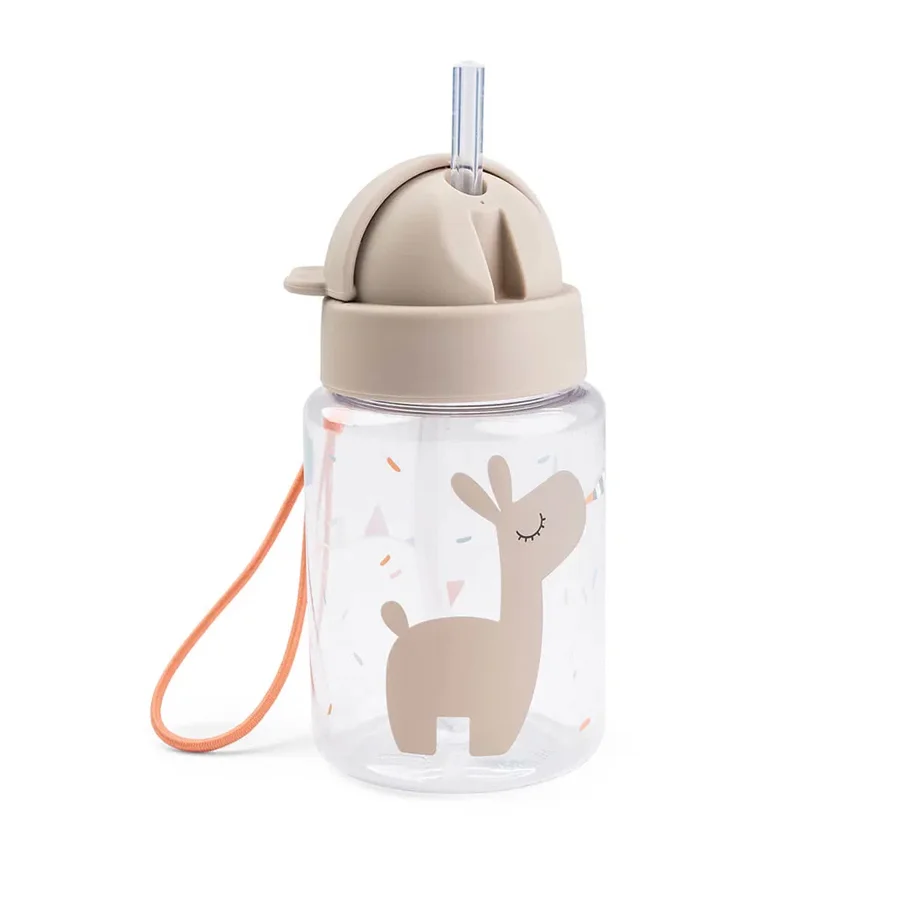 Done by Deer Trinkflasche mit Strohhalm 280 ml, Celebration Sand
