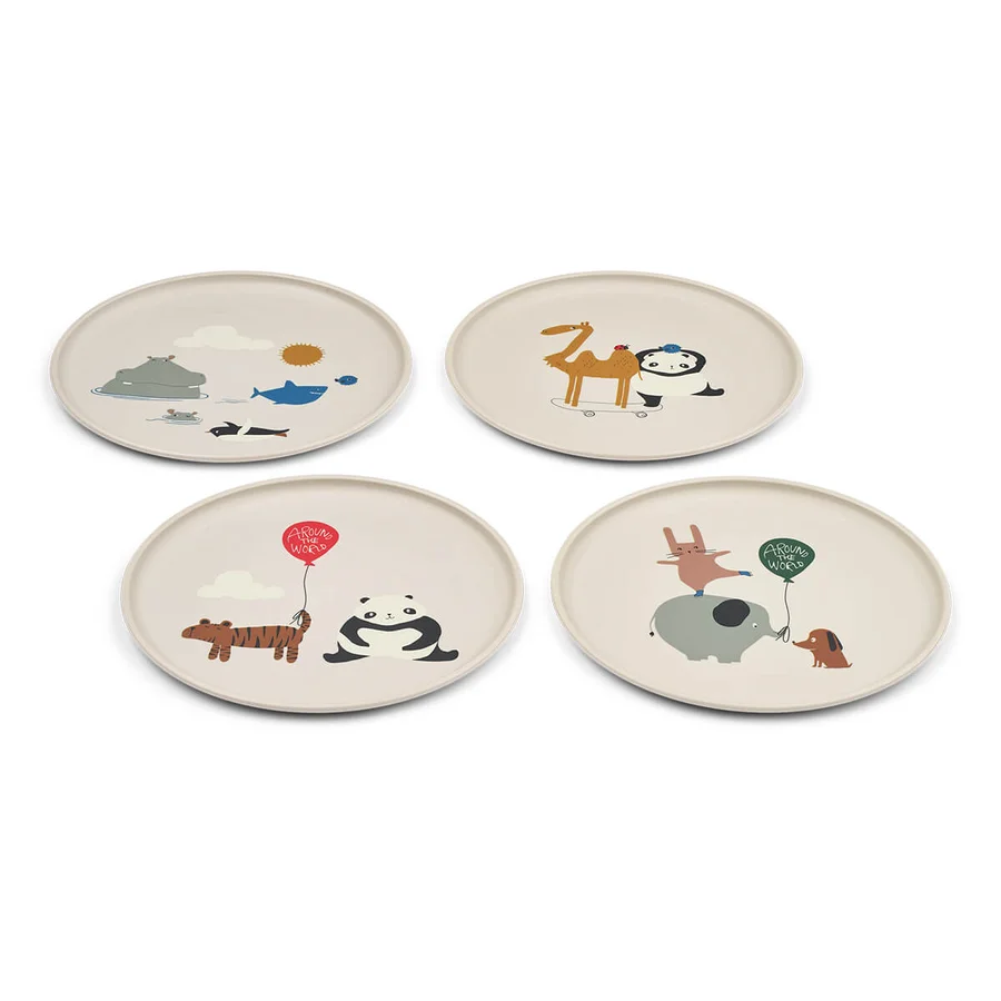 Liewood Remco 4er-Pack Teller, Around the World/Sandy