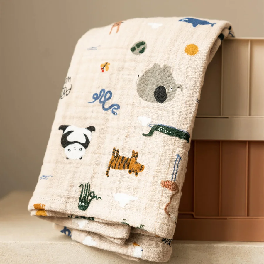 Liewood Lewis 2er-Pack Mulltücher, Around The World/Sandy