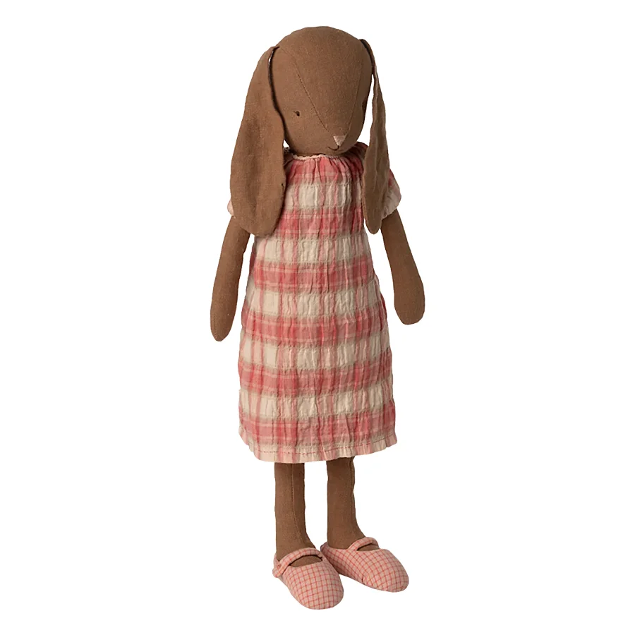 Maileg Kaninchen braun Größe 3, Kariertes Kleid