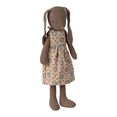 Maileg Kaninchen braun Größe 2, geblümtes Kleid