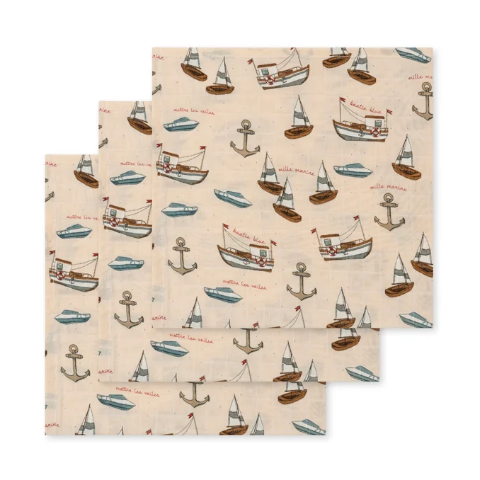 Konges Sløjd 3-pak stofbleer, sail away