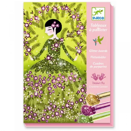 Djeco kreativ æske med glitterkort, kjoler