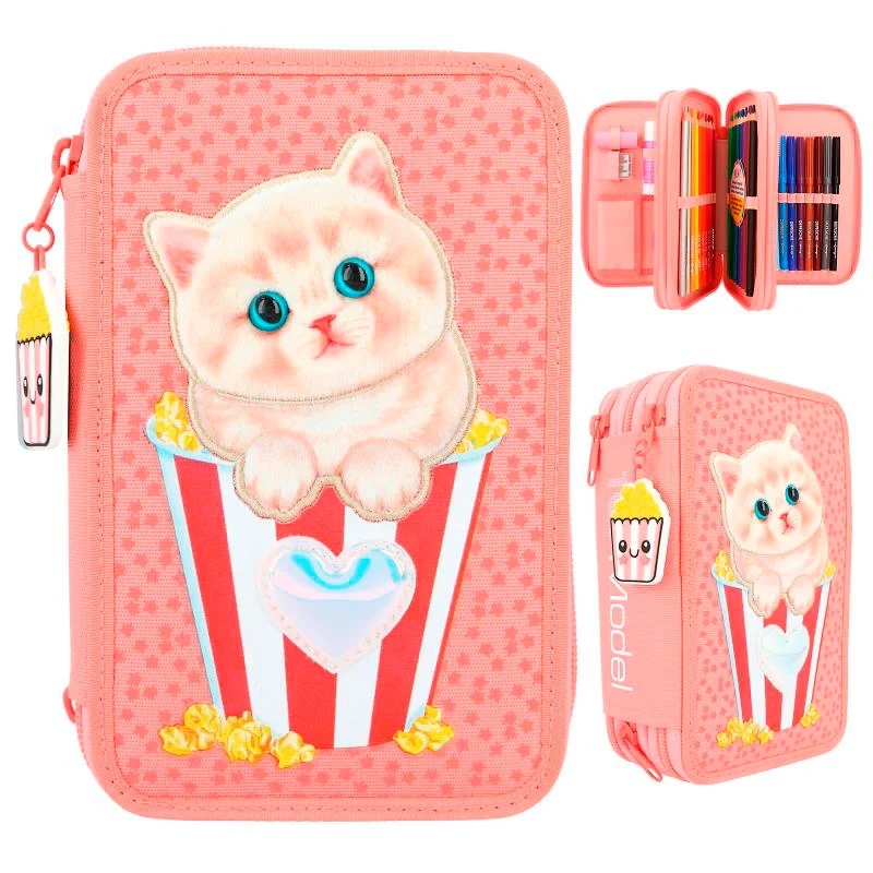 Topmodel Federtasche mit 3 Fächern mit Plüschkatze, cutie star