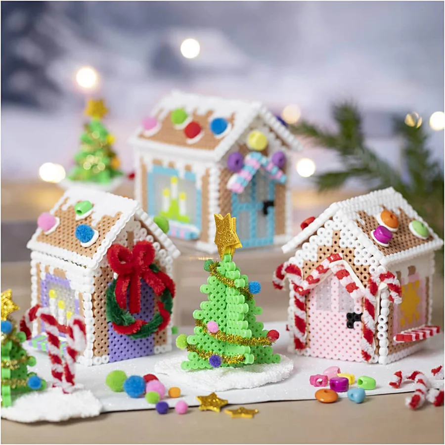 Creativ Company DIY Kit Steckperlen, Weihnachtshaus - verschiedene Varianten