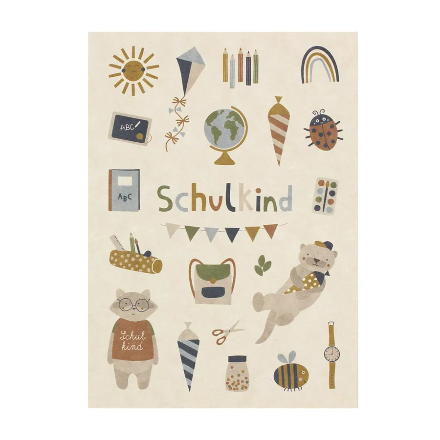 Postkarte Symbole Schulkind