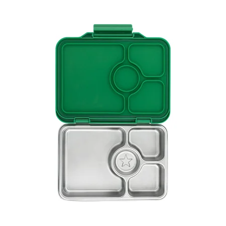 Yumbox madkasse 4 rum i stål, pomme green