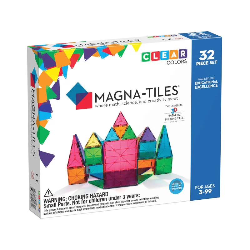Magnetbausteine, clear - 32 Teile, Magna-Tiles 