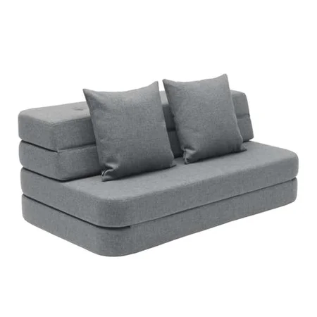 byKlipKlap 3-fold sofa, 120 cm blågrå m grå knap