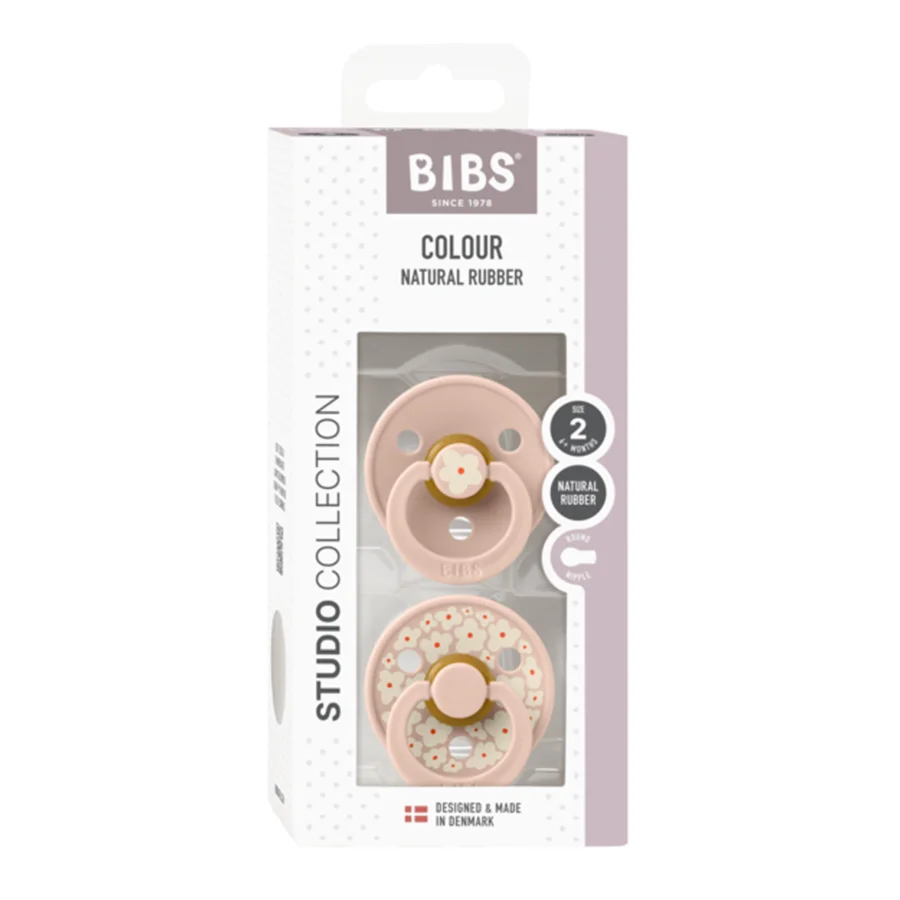 Studio Line 2er-Pack Schnuller Größe 2 mit Blumen, Blush, BIBS