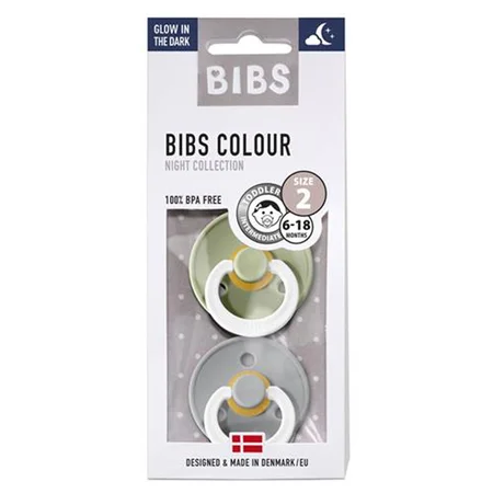 Bibs 2-pak rund sut, str 2 - Sage NIGHT/Cloud NIGHT