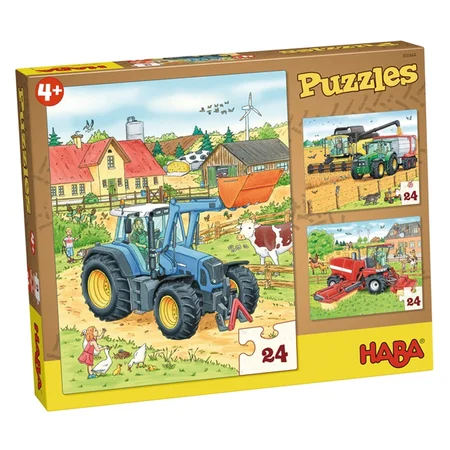 Haba 3 puslespil, traktorer