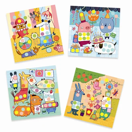 Djeco kreativ leg, Klistermærker - Farvede prikker