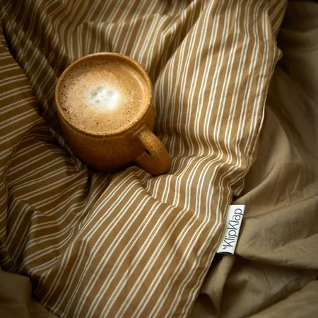by KlipKlap voksen sengetøj, stripe - Latte