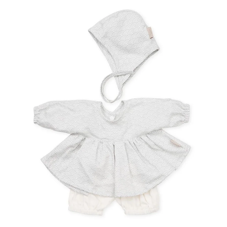 Cam Cam dukketøj, sæt med bonnet - grey wave