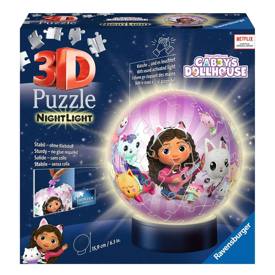 Gabby´s Dollhouse natlampe puslespil 3D