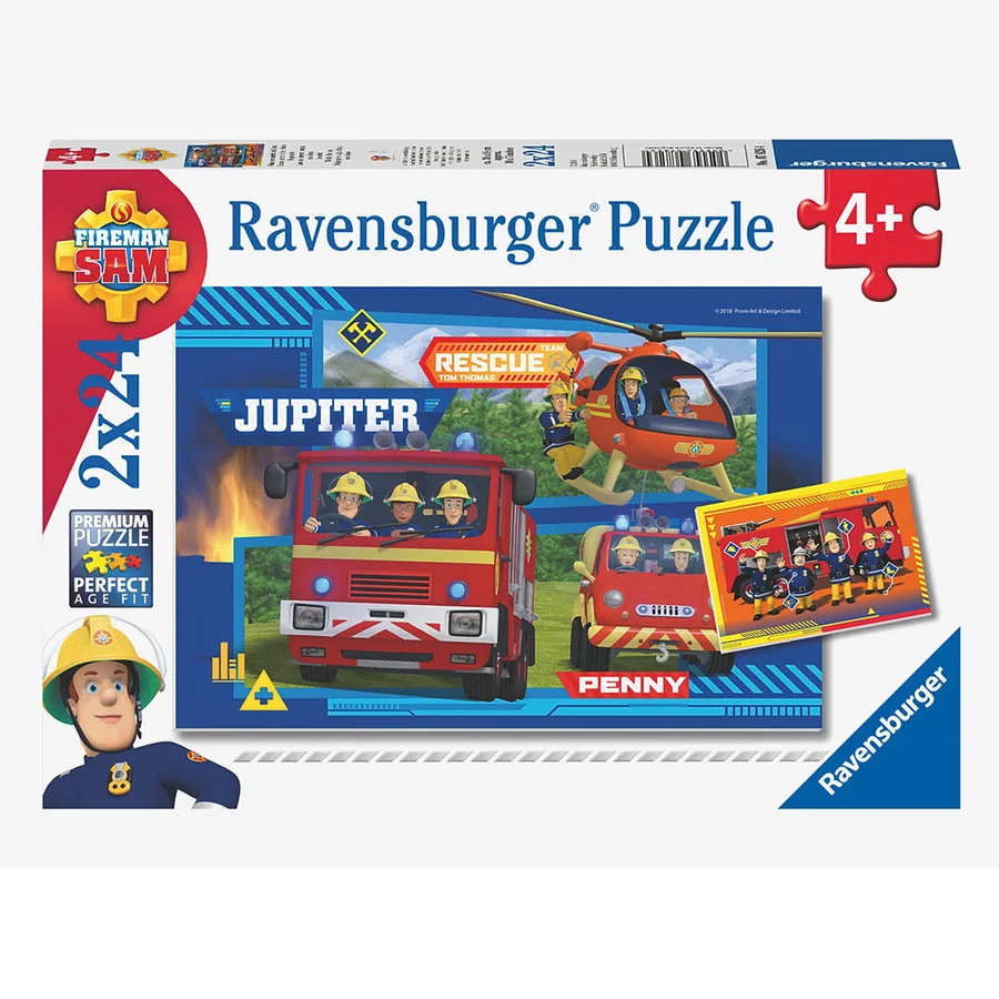 Ravensburger Feuerwehrmann Sam Puzzle 2 x 24 Teile, Zur Rettung