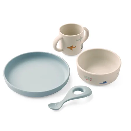 Liewood Vivi Geschirrset mit Print, aviator/ecru