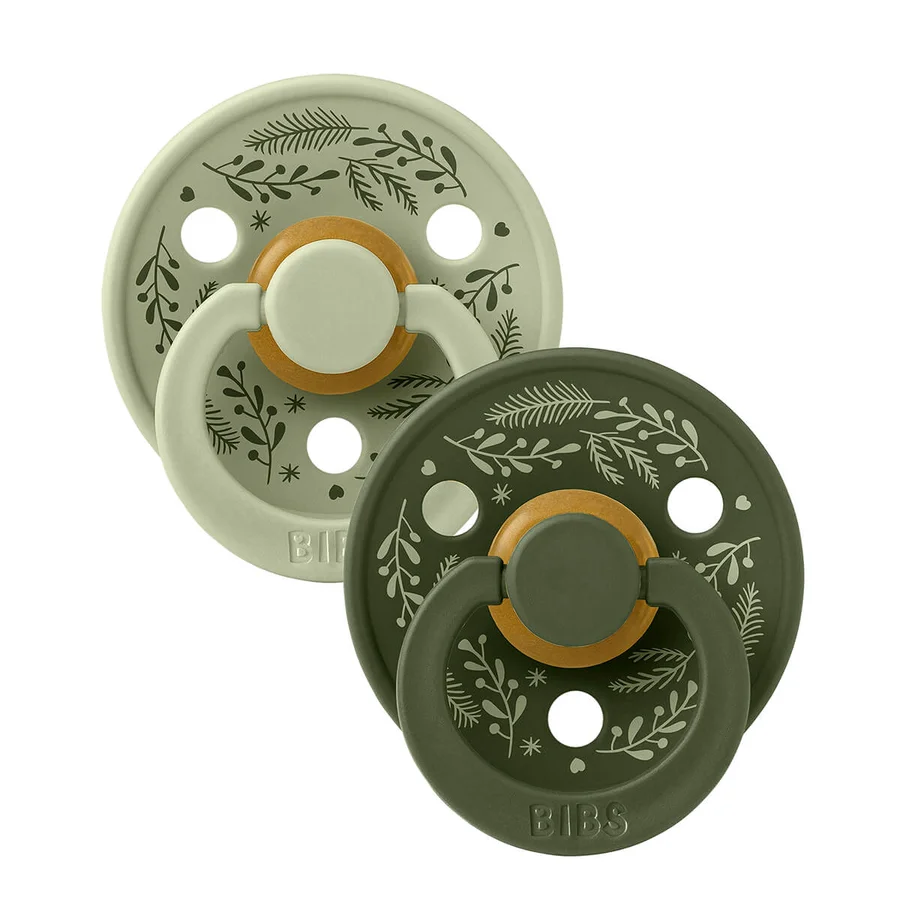 Bibs Holiday Leaf 2-Pak Colour Sut Str 2, Sage/Hunter Green   