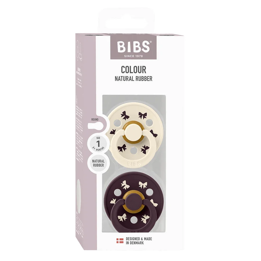 Bibs Holiday 2-Pack Colour Schnuller Größe 1, Ivory/Plum