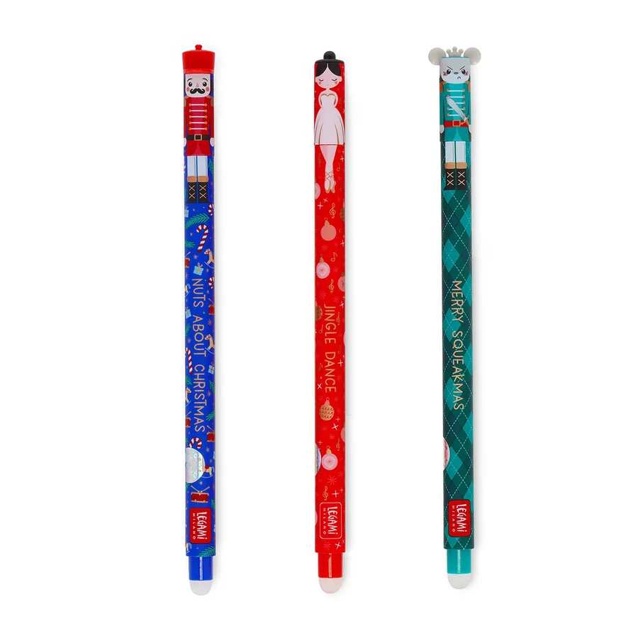 Legami - 3er-Pack Weihnachts-Edition, wegradierbare Gelstifte