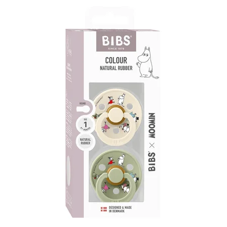 Bibs x Moomin Friends 2er-Pack Colour Schnuller Größe 1, Ivory Mix