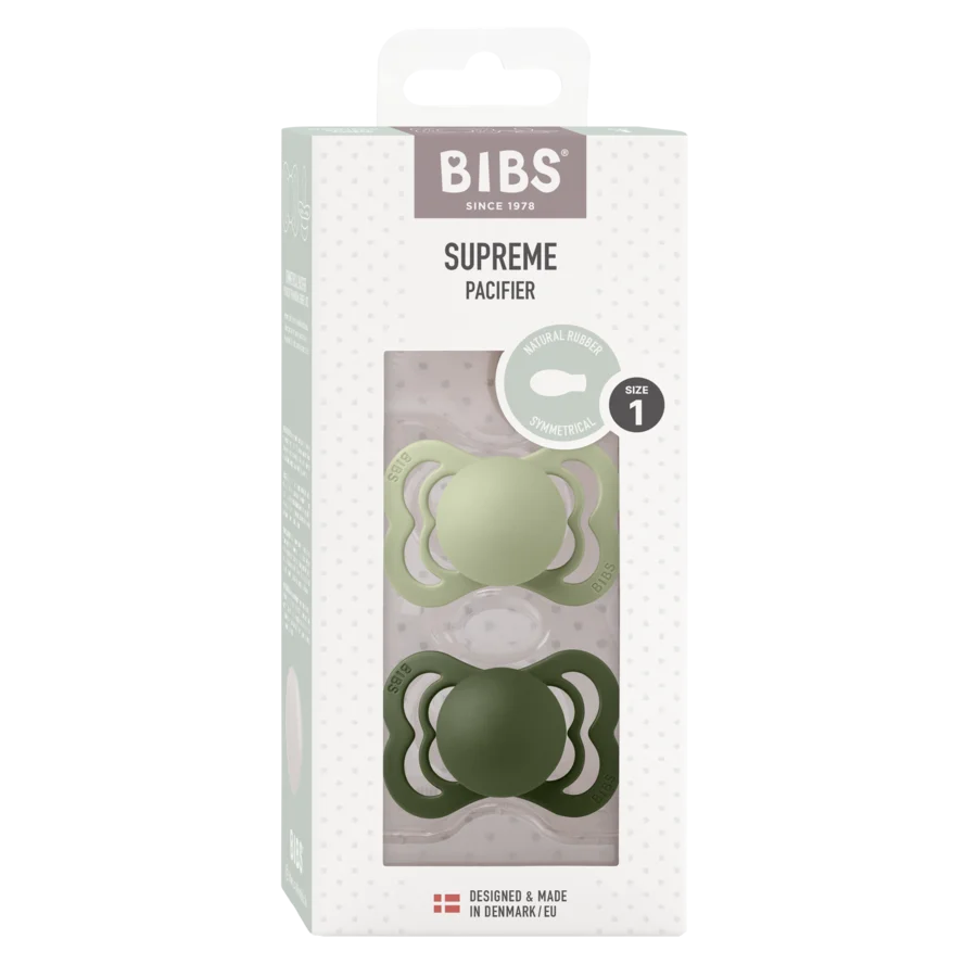 Bibs Supreme 2er-Pack Schnuller, Gr. 1 - Sage/Hunter green