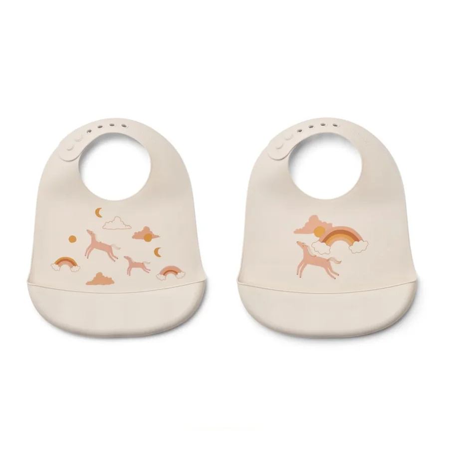 Liewood Tilda 2-pak Silikone Hagesmæk, Dream/Ecru