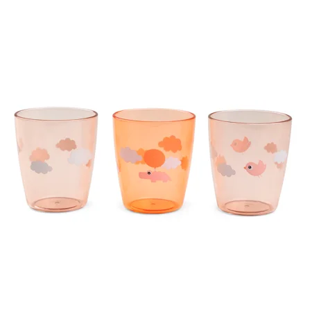 Done by Deer 3-pak Yummy mini glas, happy clouds papaya