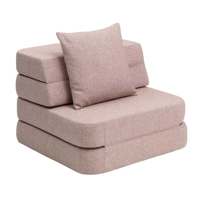 3-Fold Sofa Single, zartrosa mit dunkelrosa Knopf, byKlipKlap