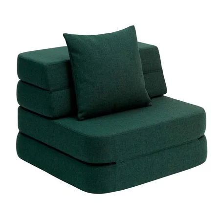 by KlipKlap 3 Fold sofa single soft, dyb grøn med lys grøn knap
