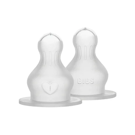 Bibs sutteflaskehoveder 2-pak, silikone fast flow