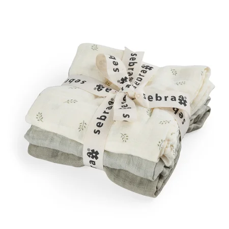 Sebra Spucktücher 3er-Set, sophora  leaves/mist green