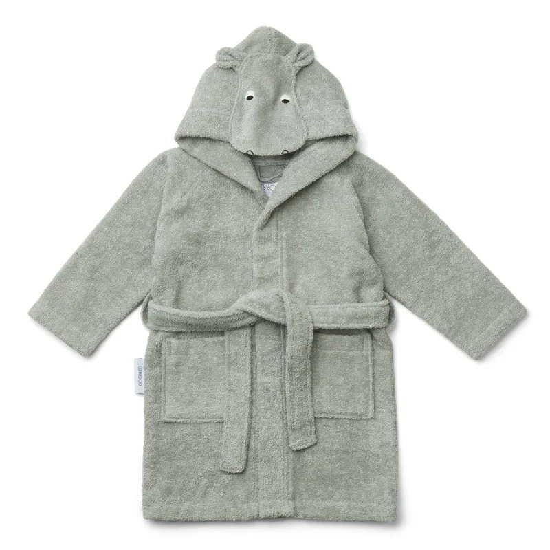 Liewood badekåbe til børn, flodhest dove blue
