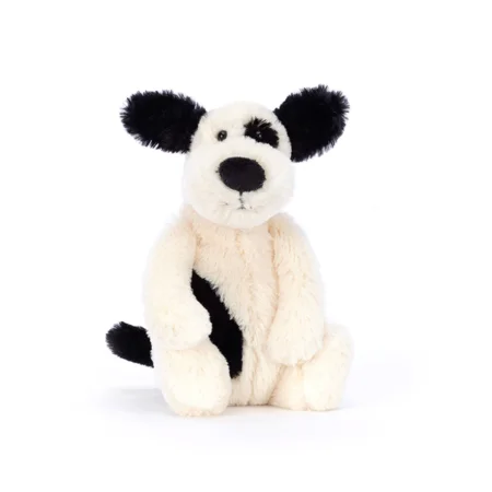 Jellycat Bashful hund, sort/creme, 18 cm