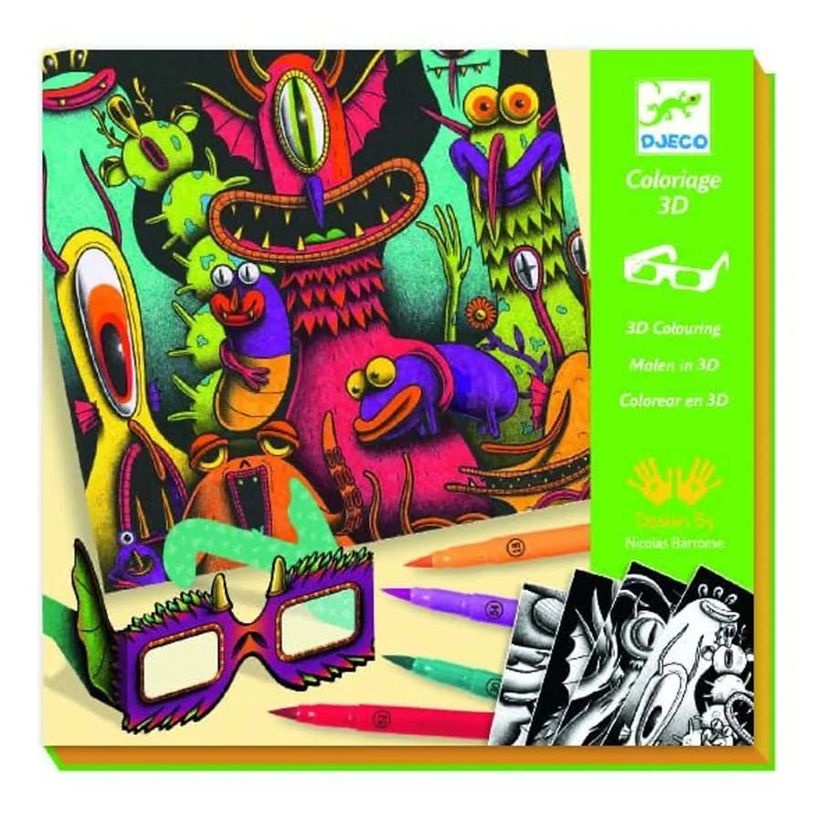 Djeco kreativ æske, Sjove monstre med 3D effekt