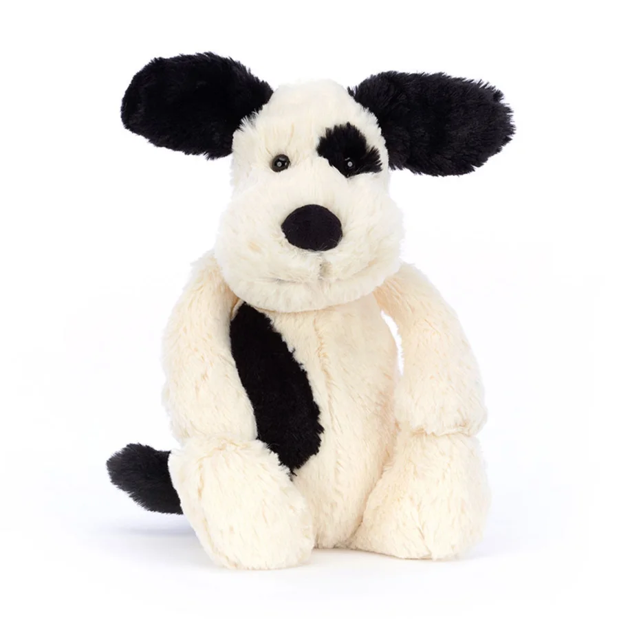 Jellycat Bashful hund, sort/creme 31 cm