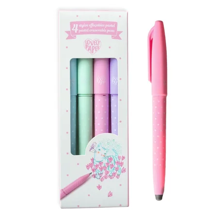 Djeco Lovely Paper, 4 radierbare Kugelschreiber, pastell