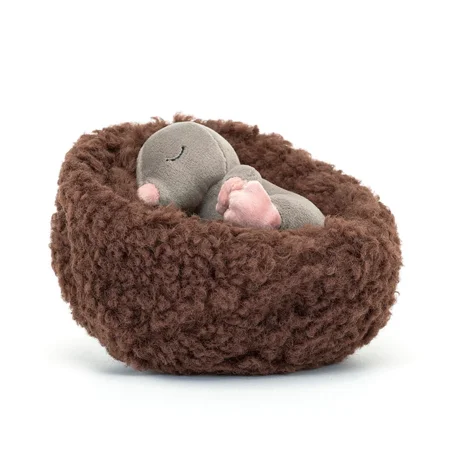 Jellycat Play, Hibernating Muldvarp i rede, 12 cm