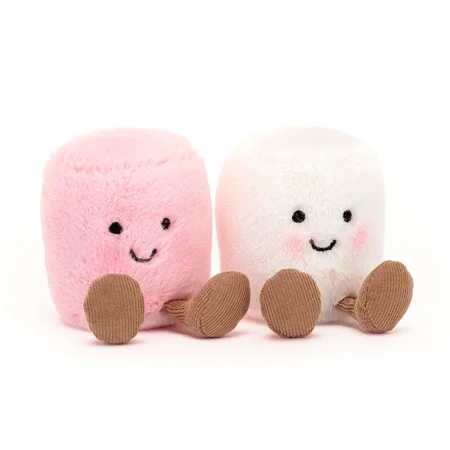 Jellycat Fun. Amuseable hvid og lyserød marshmallow, 15 cm