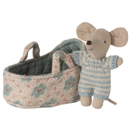 Maileg Babymaus in der Babytrage - Blau