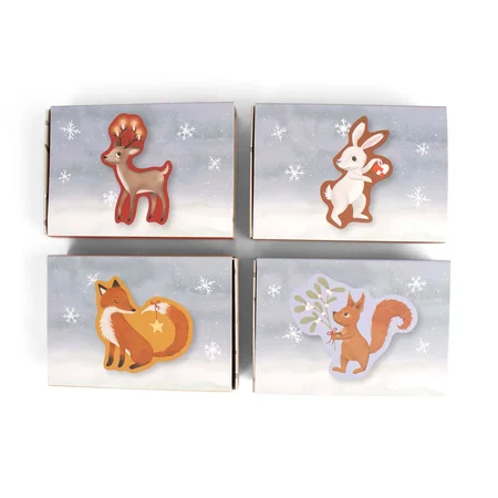 Filibabba Set mit 4 Puzzles, Wonderful Winter – Tiere des Waldes