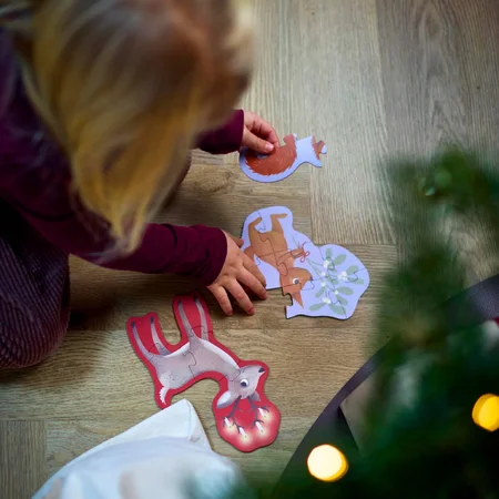 Filibabba Set mit 4 Puzzles, Wonderful Winter – Tiere des Waldes